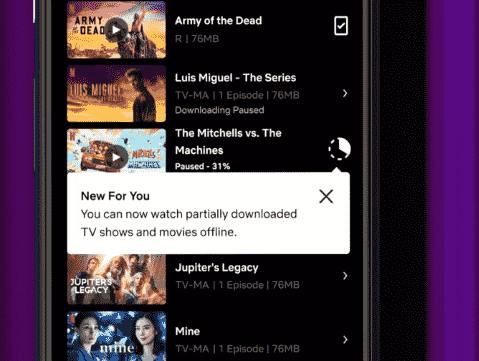 “Netflix现在可以播放部分下载的视频