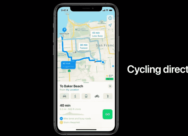 “Apple在iOS 14中向地图添加了骑行路线