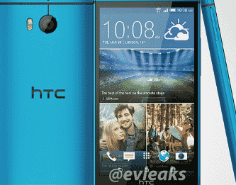 蓝色HTCOneM8在泄漏的渲染中显示其脸部