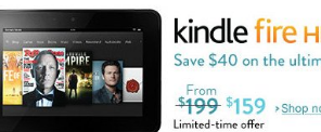 “亚马逊限时交易显示KindleFireHD售价159美元