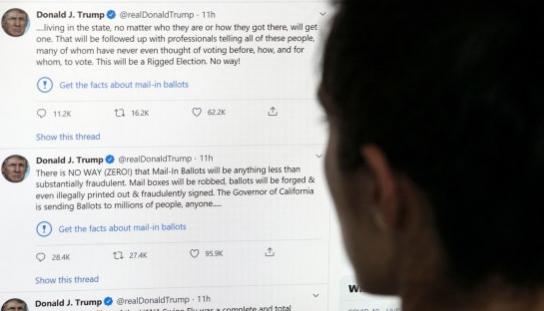 “与选举有关的错误信息已被Twitter将30万条推文标记