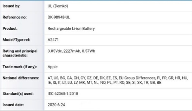 “有消息称iPhone 12系列近期有三款新电池通过认证